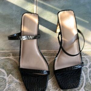 Black croc sandals
